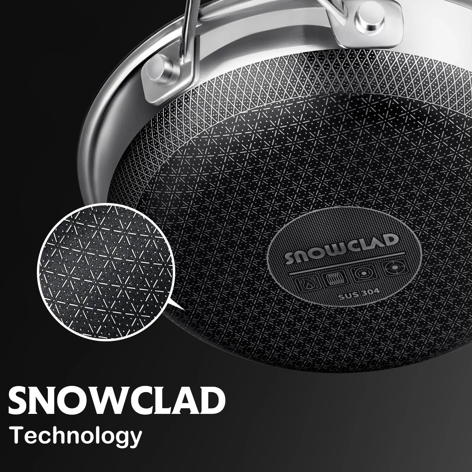 SNOWCLAD 10-Piece Non-Stick Hybrid Stainless Steel Cookware Set