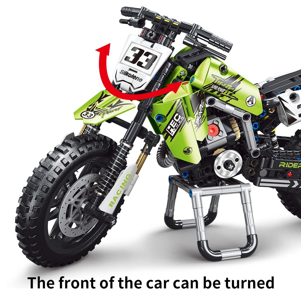 Mesiondy Championship Off-Road Dirt Bike Building Kit – 476 PCS Premium Brick System | Motocross Racing Model | Number 33 Livery