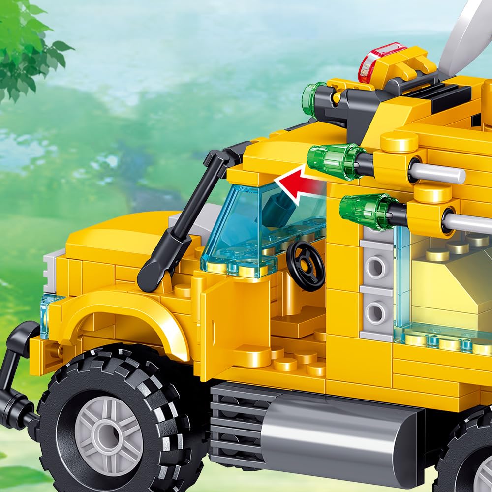 Mesiondy Prehistoric Apex Predator Expedition Building Set – 546 PCS Premium Brick System | Dino Transport Truck, Watchtower & Dinosaur Figures