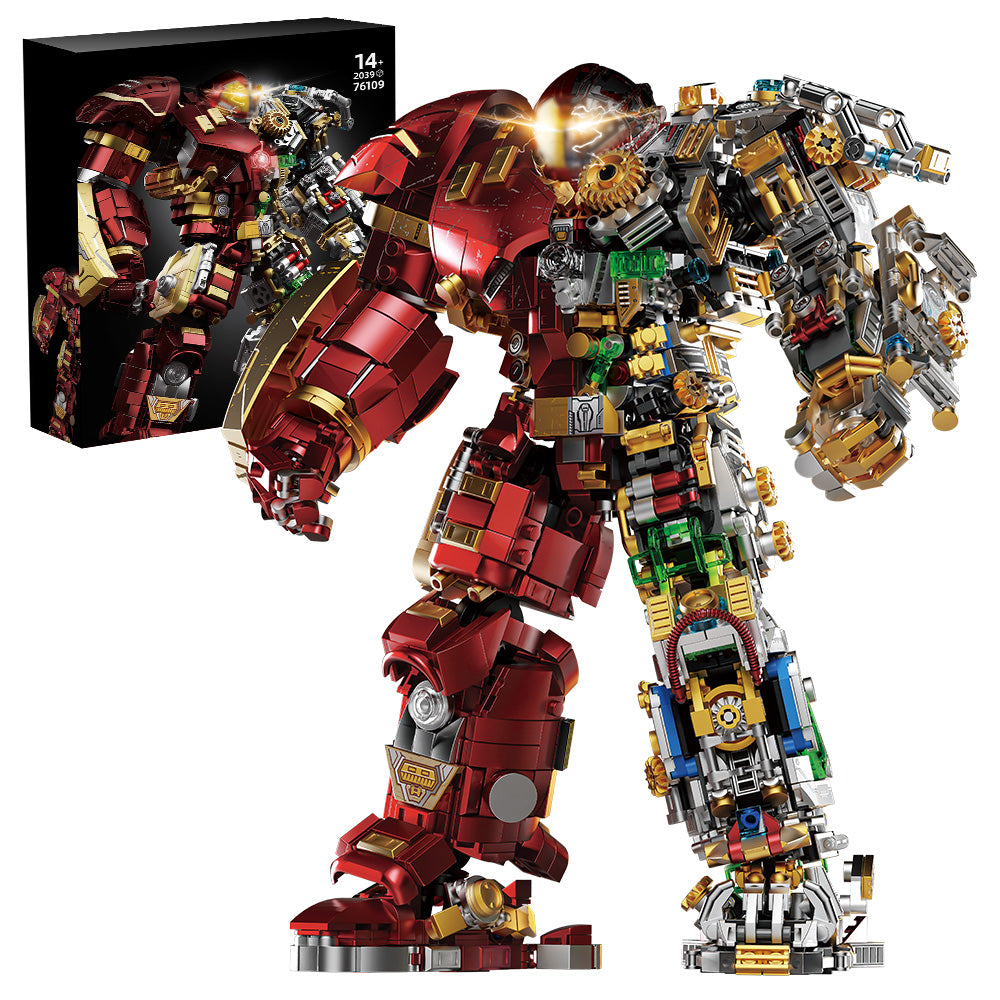 Mesiondy Titan-Class Heavy Armor Mech Building Kit – 2600+ PCS Premium Brick System | Semi-Mechanical Deconstructed Collectible | Light-Up Eye Effects