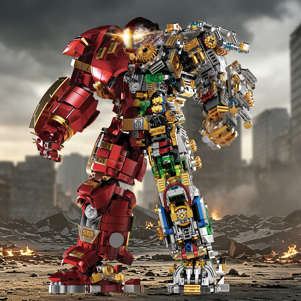 Mesiondy Titan-Class Heavy Armor Mech Building Kit – 2600+ PCS Premium Brick System | Semi-Mechanical Deconstructed Collectible | Light-Up Eye Effects