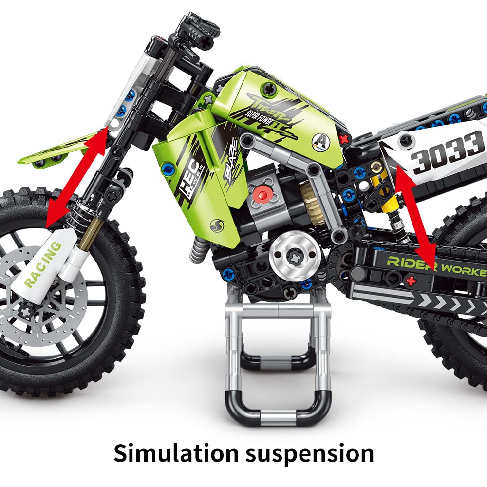 Mesiondy Championship Off-Road Dirt Bike Building Kit – 476 PCS Premium Brick System | Motocross Racing Model | Number 33 Livery