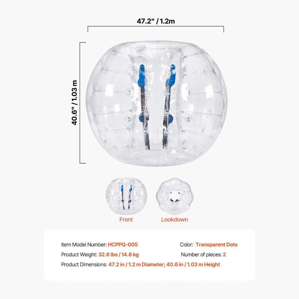 [DealsForYouDays]VEVOR Inflatable Bumper Balls 2-Pack,  5FT/1.5M Body Sumo Zorb Balls for Teen & Adult, 0.8mm Thick PVC Human Hamster Bubble Balls for Outdoor Team Gaming Play, Bumper Bopper Toys for Garden, Yard, Park