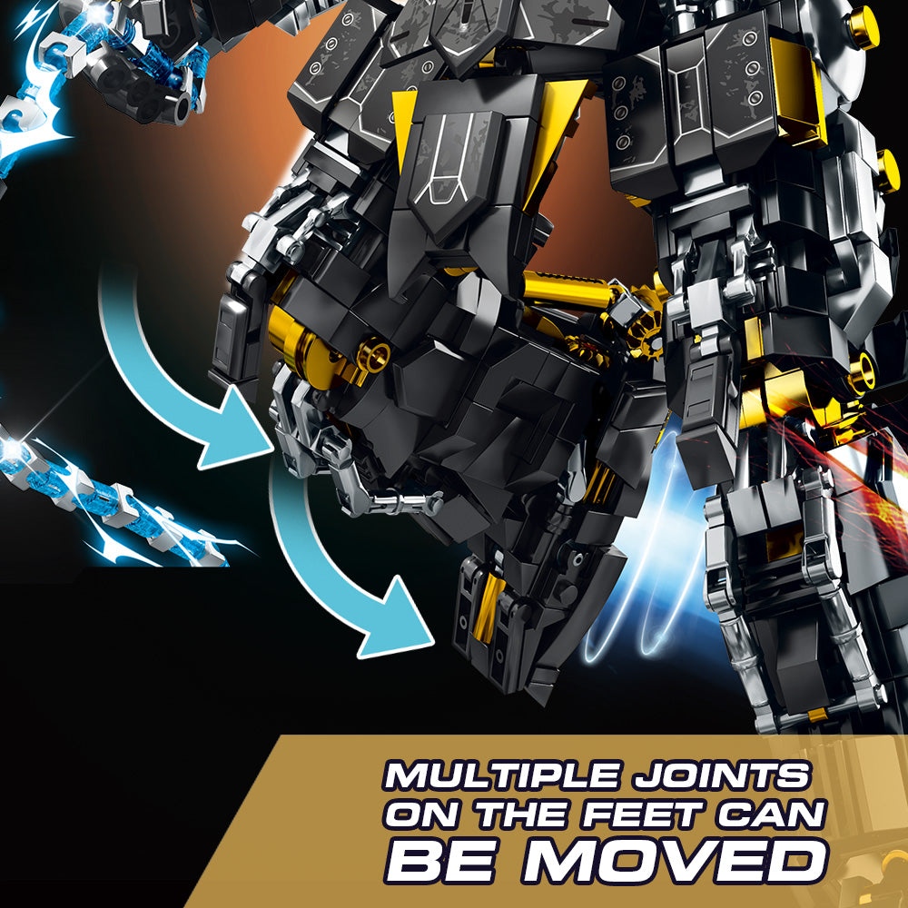 Mesiondy Obsidian Enforcer Mech Building Kit – 2362 PCS Premium Brick System | Energy Whip Effects | Light-Up Reactor Details
