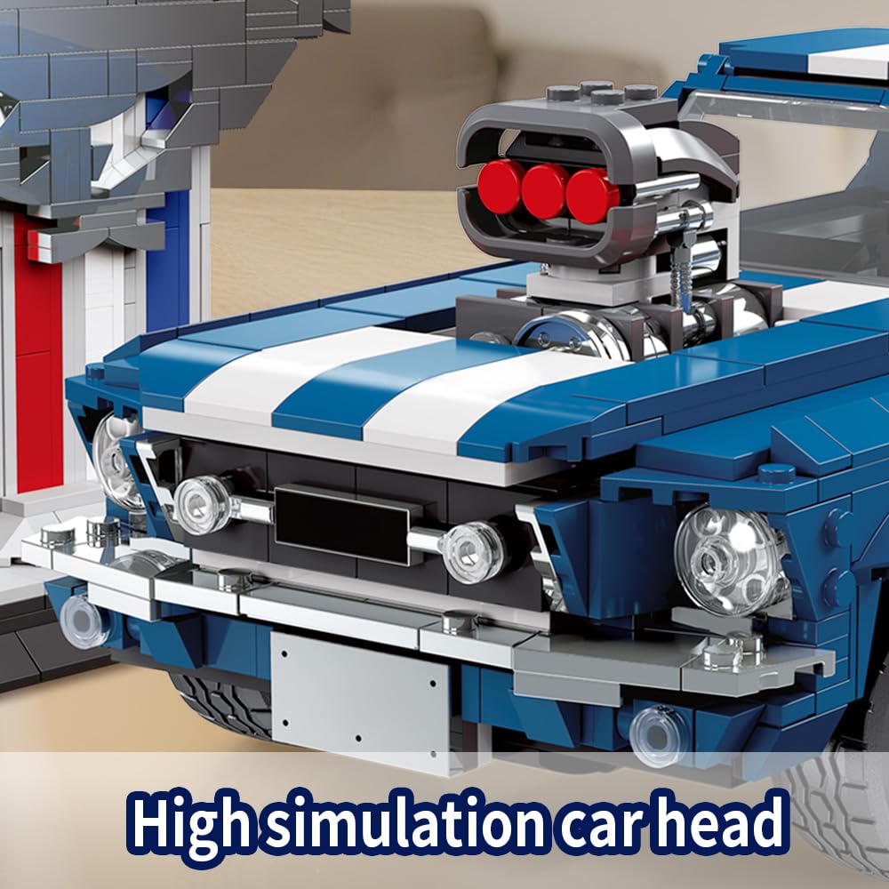 Mesiondy Classic GT Muscle Car Building Kit – 1680 PCS Premium Brick System | Vintage American Sport Coupe | Supercharged Engine Detail